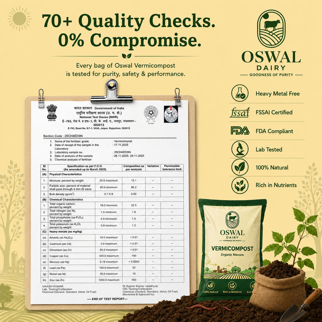 Oswal Organic Premium Vermicompost 100% Natural Animal Dung Based Fertilizer | 5 kg