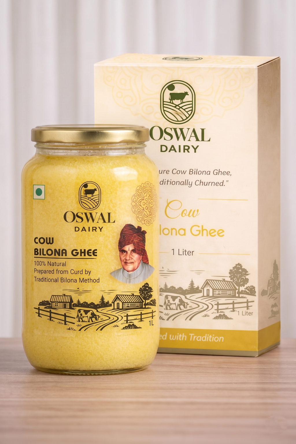 Oswal Dairy Premium Cow Bilona Ghee | 100% Natural & Traditional | 1 Liter