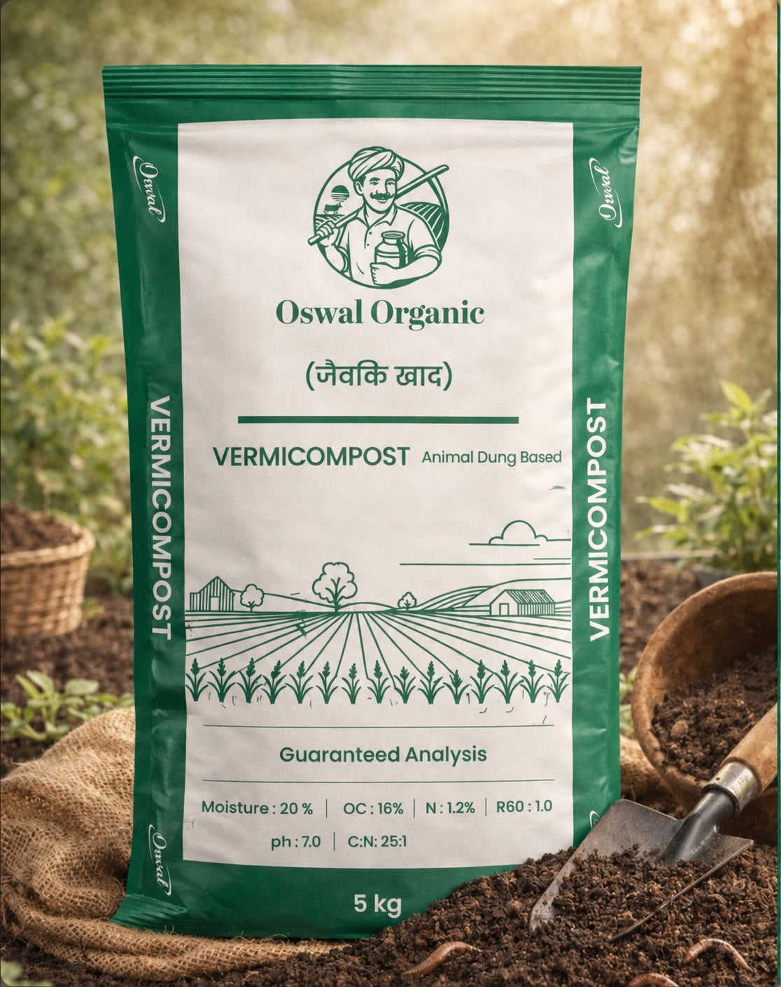 Oswal Organic Premium Vermicompost 100% Natural Animal Dung Based Fertilizer | 5 kg