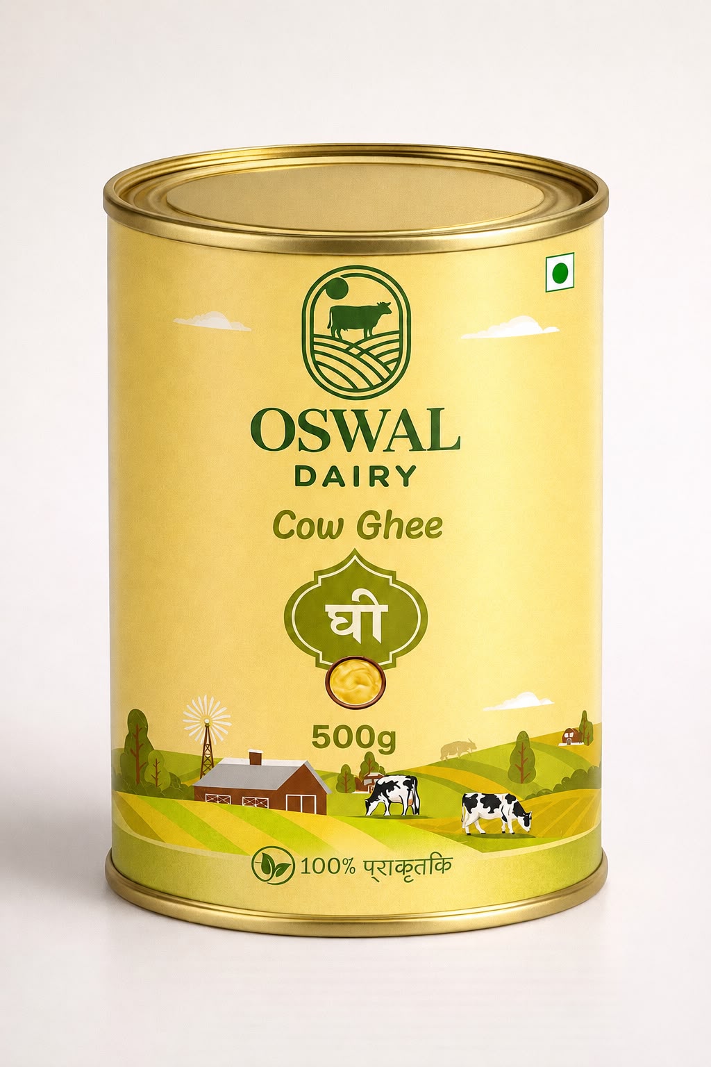 Oswal Dairy Cow Ghee Tin 500gm | 100% Natural & Traditional |