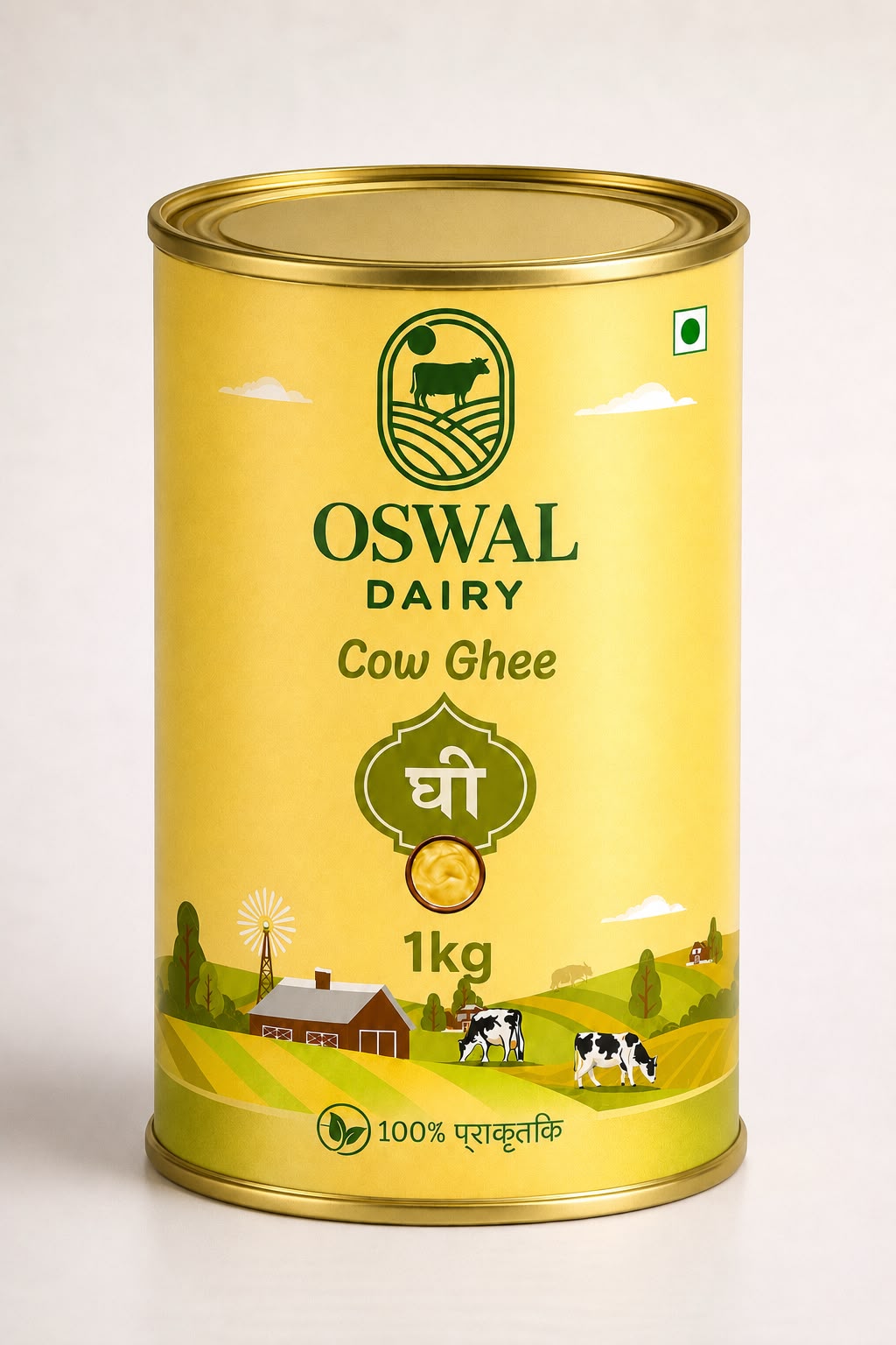 Oswal Dairy Cow Ghee Tin 1 Kg | 100% Natural & Traditional |